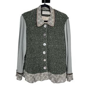 Vintage Taylor G Cottagecore Cardigan Sweater M Boucle Grandma Fairy Green